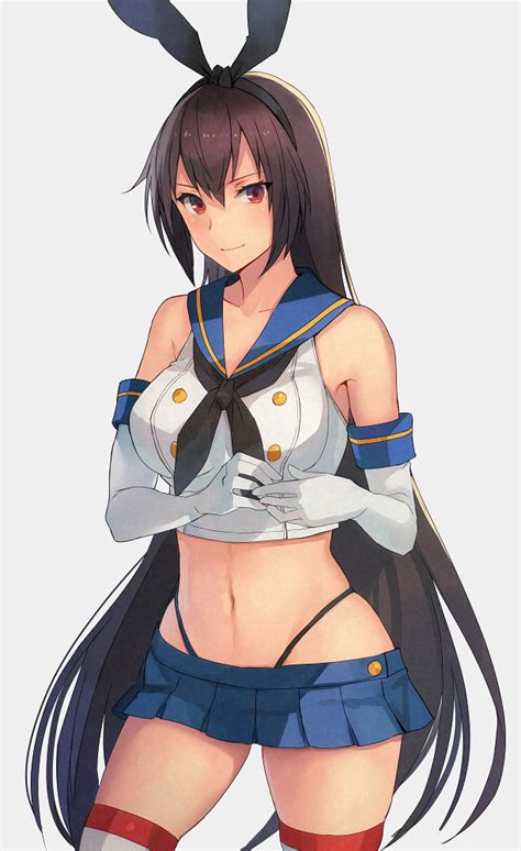 Kasumi Skchkko Nagato Kancolle Shimakaze Kancolle Kantai Collection 1girl Black Hair