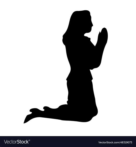 Silhouette Woman Kneeling Praying Image Royalty Free Vector