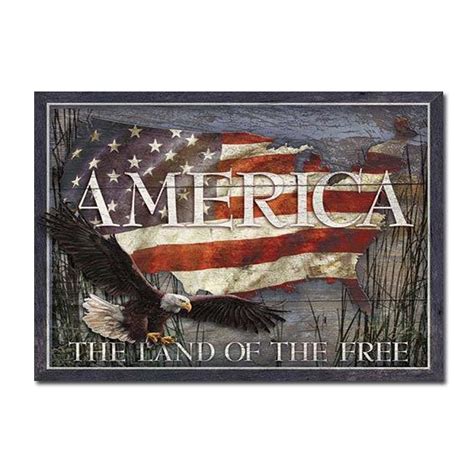 America Land Of Free Tin Sign Military Republic