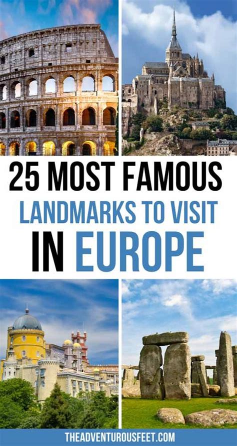 The Famous Landmarks In Europe With Text Overlay Reading 25 Most Famous