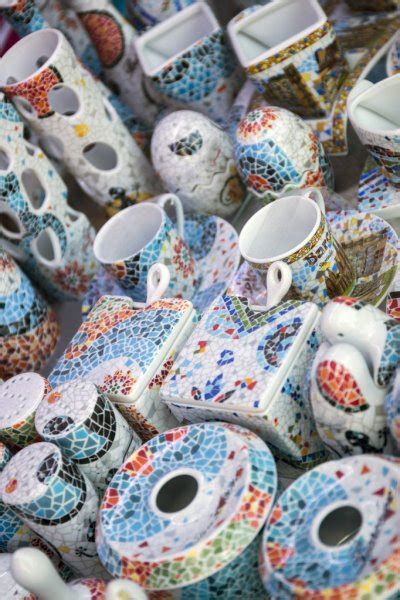 Mosaic Ceramic Souvenirs From Barcelona Stock Editorial Photo