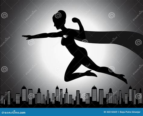 Flying Superhero Girl Silhouette Cartoon Vector CartoonDealer Com