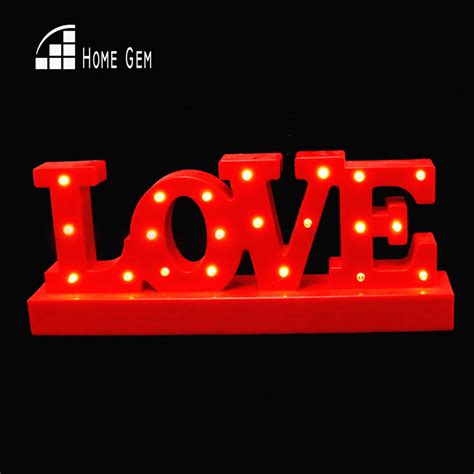 12wide Mini White Red Plastic Love Led Marquee Sign Light Up Adhesive