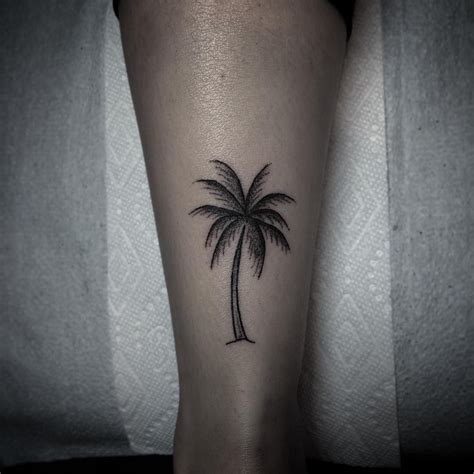 Hand Poked Palm Tree By Belladona Hurricane Palm Tattoos Tree