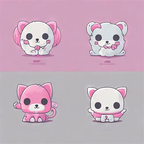 Premium Ai Image Cute Kawaii Animals Logos Collection