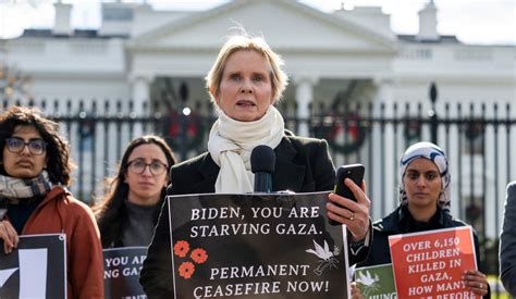 sex and the city star cynthia nixon begins hunger strike demanding gaza ceasefire from biden