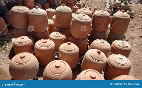 Clay Water Coolers Placed At A Stall Stock Photo Image Of Pots