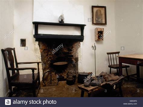 Co Antrim Ireland Interior View Of A Traditional Irish Cottage Stock