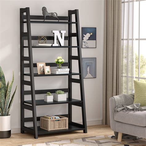 Tribesigns 5 Shelf Ladder Bookshelf Bookcase With Storage Modern