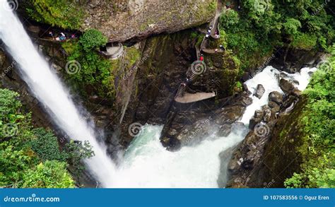 Pailon Del Diablo Devils Cauldron Waterfall In Ecuador Stock Photo