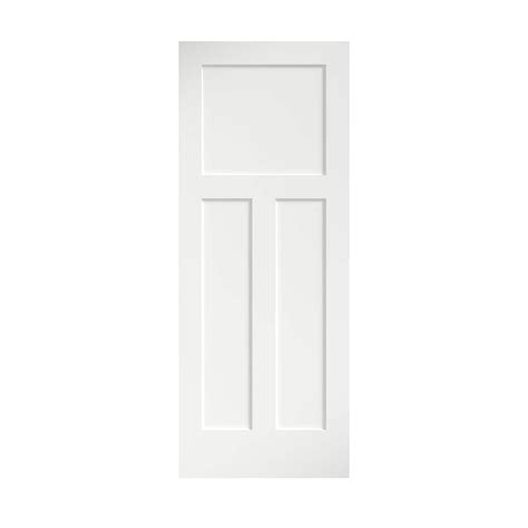 Eightdoors Shaker 30 In X 80 In White 3 Panel Square Solid Core Primed