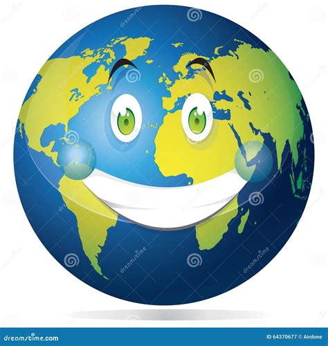 Earth With Happy Face Cartoon Vector 57482943