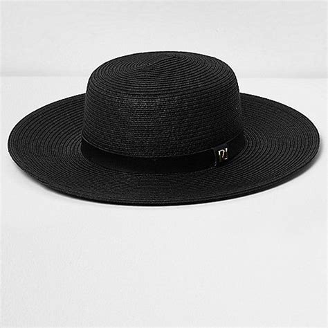 Look 4 Hat Black Flat Brim Straw Hat Black Flats Flat Brim Hat Flat