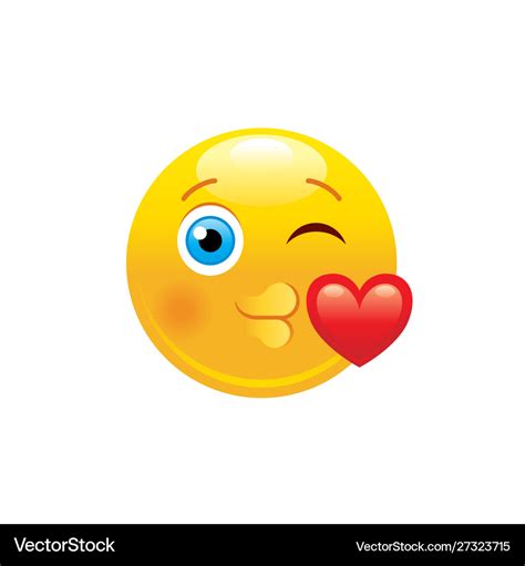 Kissing Heart Emoji Icon 3d Face Smile For Love Vector Image