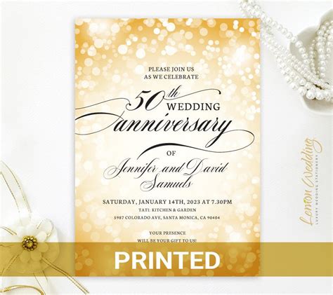 Uitnodigingen Invitaties 50 Personalized Custom Golden 50th