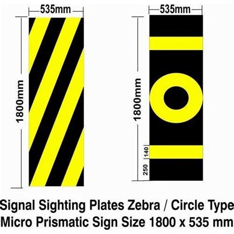 Yellow And Black Aluminium Railway Signal Sighting Zebra Plate Sign