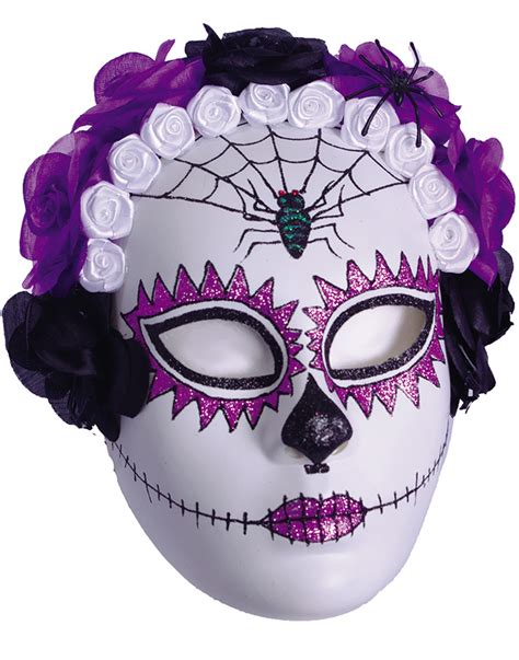 Day Of The Dead Purple Sugar Skull Adult Full Halloween Mask