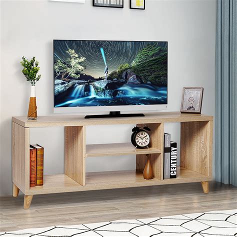 Modern Tv Stand For Tvs 40 To 45 W 4 Open Shelves Storage Tv Console Cabinet In Living Room