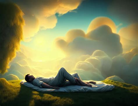 A Man Sleeping On A Cloud Morning Sunrise Digital Stable Diffusion