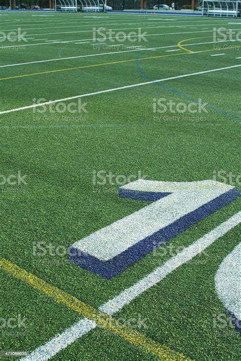 The 10 Yard Line On A Football Field Stock Photo Download Image Now
