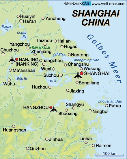 Map Of Shanghai Region In China Welt Atlasde
