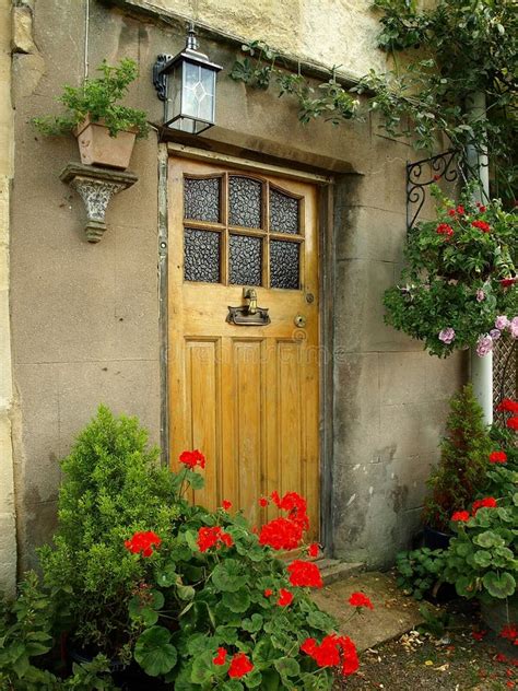 Front Door Of An Old Cottage Stock Image Image Of Flowers Guest