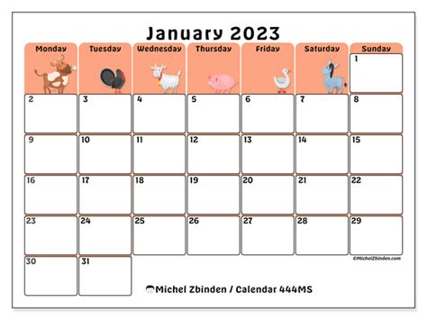 January 2023 Printable Calendar 47ms Michel Zbinden Hk Riset