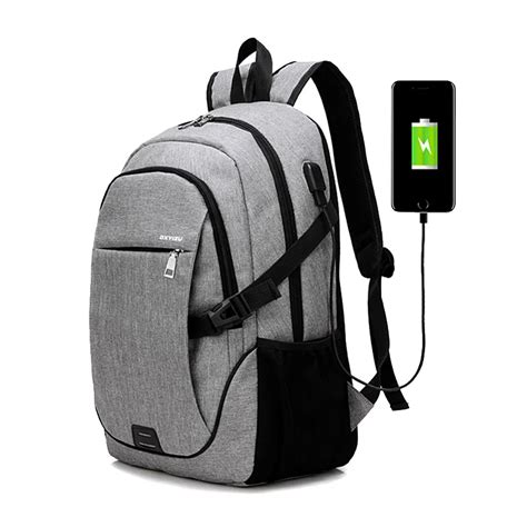 Lefur New Brand Canvas External Usb Charging School Backpack Zipper