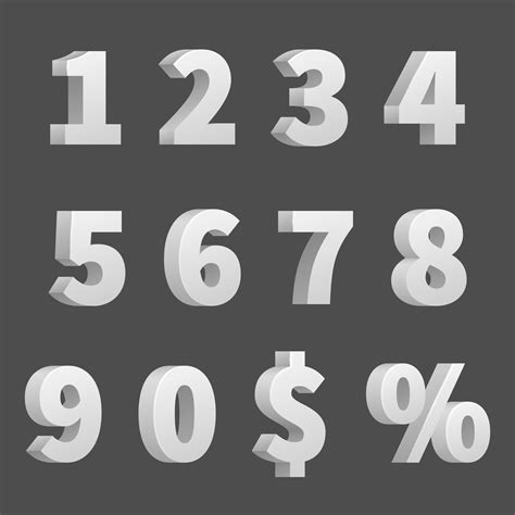 Vector 3d Numbers And Symbols Three Dimensional By Microvector
