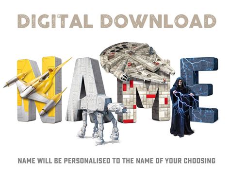 Star Wars Name Art Personalized Name Print Star Wars Baby Etsy