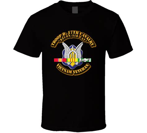 Troop D 17th Cavalry Reconair Cav With Svc Ribbon T Shirt
