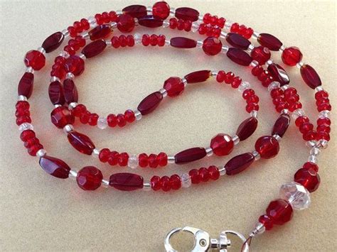 Beaded Id Lanyard ~ Reds Beaded Necklace Beaded Bracelets Lanyards