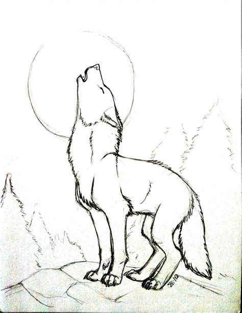 Wolf Howling At The Moon Drawing In Pencil At Getdrawings