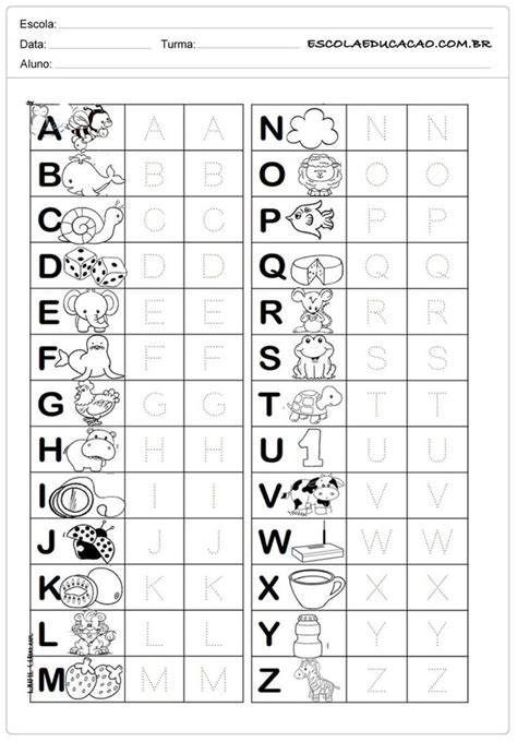 Alfabeto pontilhado Atividades Educativas Escola Educação Atividades com o alfabeto