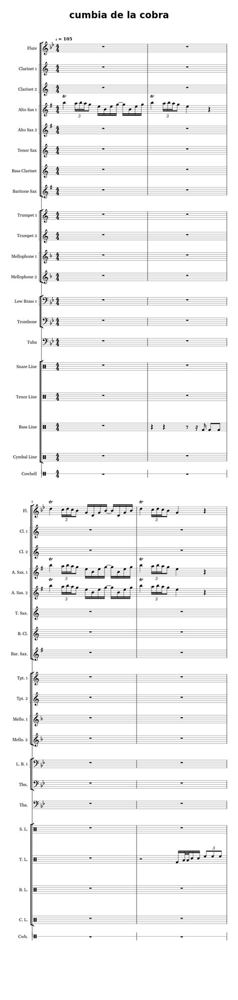 cumbia de la cobra sheet music for trombone tuba mellophone flute and more instruments