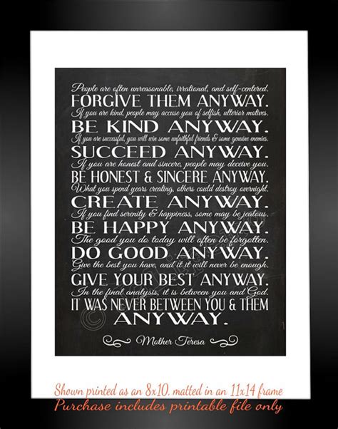 Mother Teresa Do It Anyway Quote Saying Instant