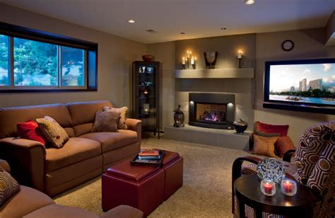 The paint ideas for basement is one of best image reference about basement ideas. COZY BASEMENT - Modern - Basement - Portland - by L.EvansDesignGroup,inc