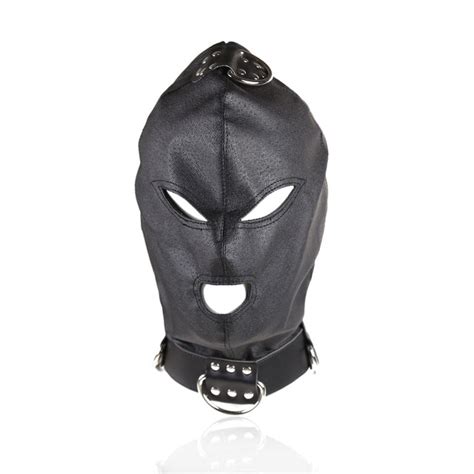 Head Cover Head Mask With Ring Bondage Fetish Mask Hood Breathable Open
