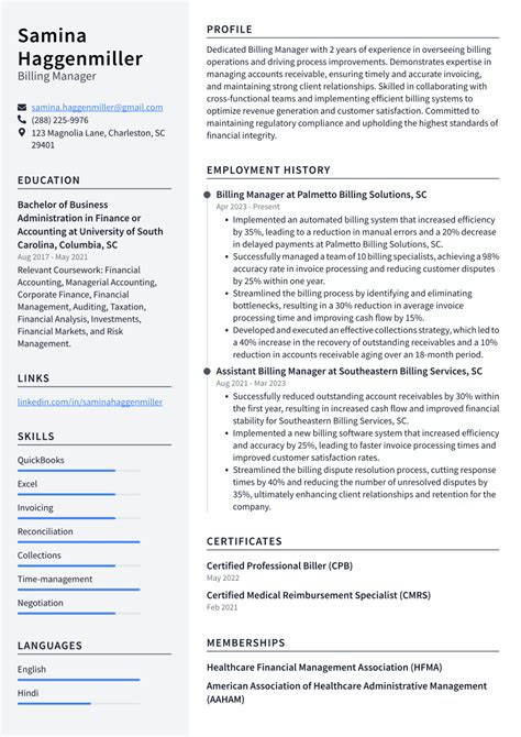 Top 16 Billing Manager Resume Objective Examples Resumecat