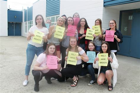 b c high school girls go braless to protest dress code burns lake lakes district news