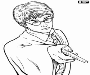 You can follow me on twitter. Harry Potter with the magic wand coloring page printable game