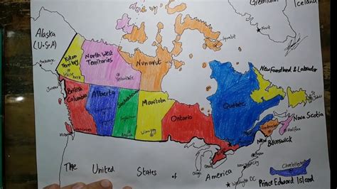 Physical map of canada showing major cities, terrain, national parks, rivers, and surrounding countries with international borders and outline maps. How to draw Canada map 🇨🇦 easy SAAD - YouTube
