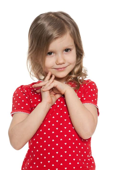 Cute Preschool Girl Against The White Stock Image Image Of Childhood