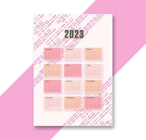 Plantilla De Calendario Anual 2023 Vector Premium