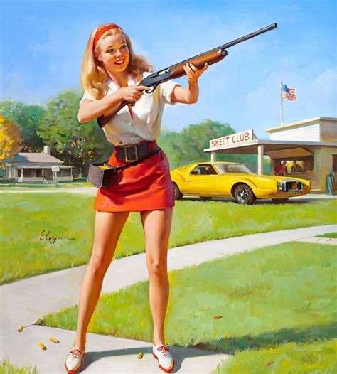 Sexy Pinup Girl Gun Shooting Gil Elvgren Clipart Vintage Busty Etsy My Xxx Hot Girl