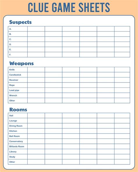A Printable Clue Game Sheet For Kids To Play In The Classroom Or At Home