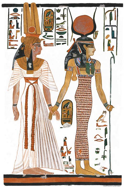 The Ancient Egyptian Goddess Isis Leading Queen Nefertari Painting By