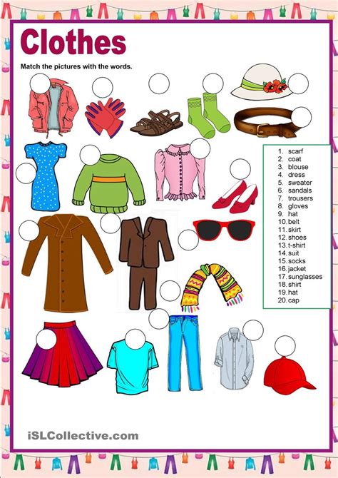 Fashion Clothes English Clothes Teach English To Kids English