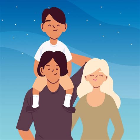 Premium Vector Mother Father And Son Cartoons Vector