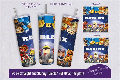 Roblox Sublimation Wrap 20 Oz Tumbler Straightskinny Digital Etsy